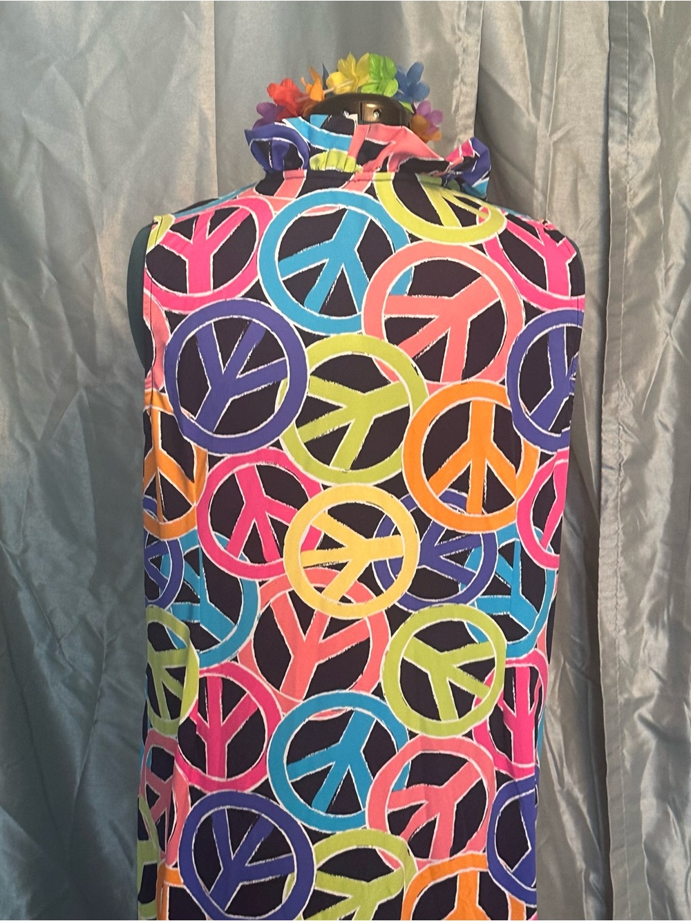 Colorful Peace Sign Maxi Dress 1x - Picture 4 of 6